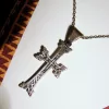 Silver Antique Khachqar Ornament Cross Pendant