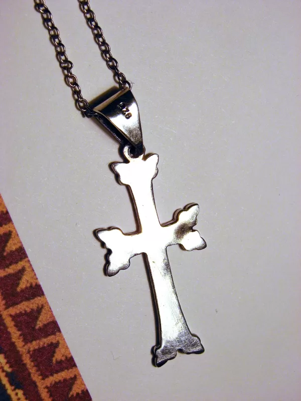 Silver Antique Khachqar Ornament Cross Pendant