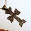 Sterling Silver Antique Khachqar Ornament Cross Pendant