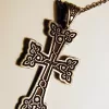 Sterling Silver Antique Khachqar Ornament Cross Pendant