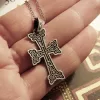 Sterling Silver Antique Khachqar Ornament Cross Pendant