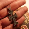 Sterling Silver Antique Khachqar Ornament Cross Pendant