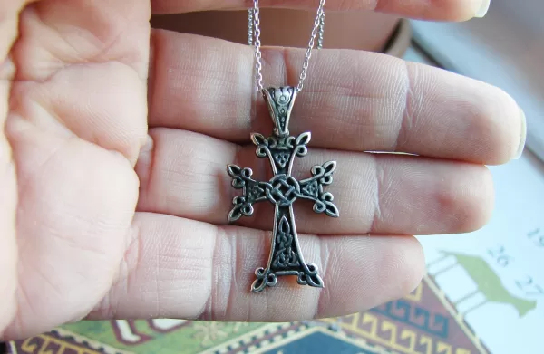 Sterling Silver Armenian Cross Khachqar Ornament