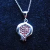 Sterling Silver Red Zircon Pomegranate Pendant