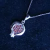 Sterling Silver Red Zircon Pomegranate Pendant