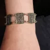 Tree of Life Armenian Cross, Wide Linked Bracelet Sterling Silver 925