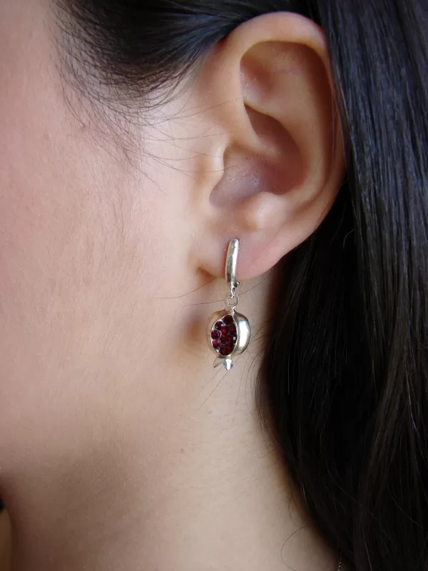 Sterling Silver Red Zircon Pomegranate Jewelry Set