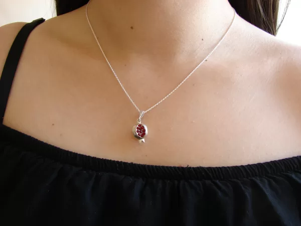 Sterling Silver Red Zircon Pomegranate Jewelry Set