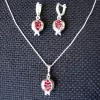 Sterling Silver Red Zircon Pomegranate Jewelry Set