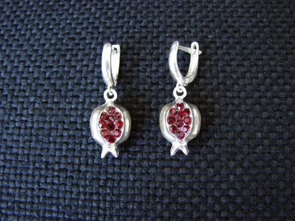 Sterling Silver Red Zircon Pomegranate Jewelry Set