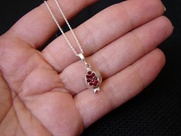 Sterling Silver Red Zircon Pomegranate Jewelry Set