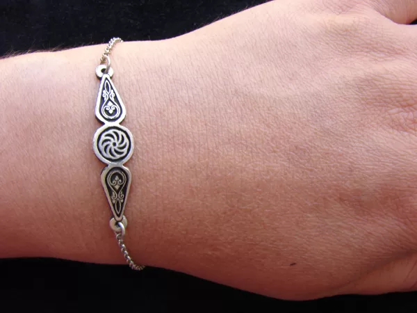 Wheel of Eternity Bracelet, Sterling Silver 925, Thin chain