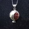 Armenian Pomegranate Necklace Sterling Silver 925 with Red Zircons