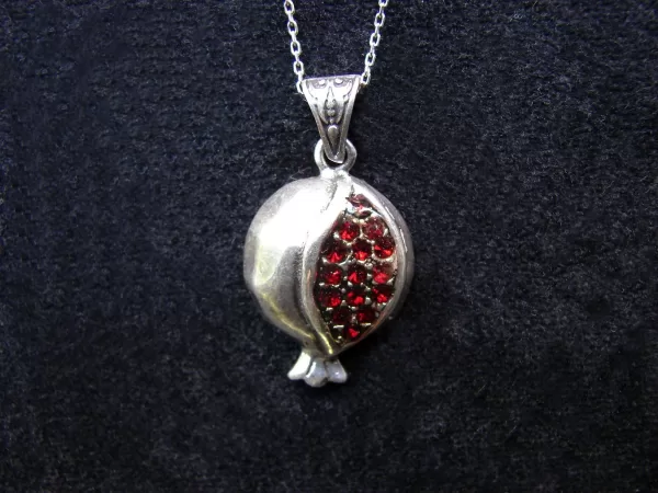 Armenian Pomegranate Necklace Sterling Silver 925 with Red Zircons