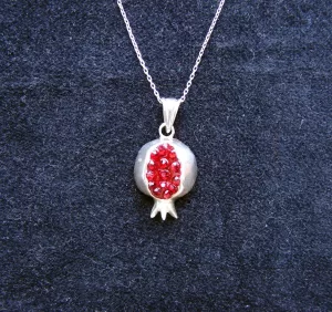 Sterling Silver Red Zircon Pomegranate Pendant