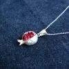 Sterling Silver Red Zircon Pomegranate Pendant