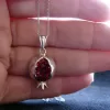 Sterling Silver Red Zircon Pomegranate Pendant