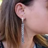 Ethnic Style Long Earrings, Sterling Silver 925