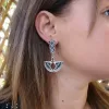 Sterling Silver Pomegranate Style Long Earrings