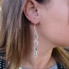 Long Party Ethnic Style Earrings, Sterling Silver 925