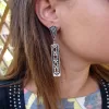 Sterling Silver Ethnic Carpet Long Dangle Earrings