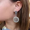 Sterling Silver Ethnic Style Large Round Earrings