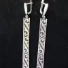 Ethnic Style Long Earrings, Sterling Silver 925