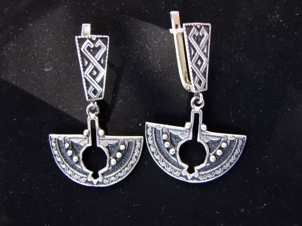 Sterling Silver Pomegranate Style Long Earrings