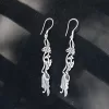 Sterling Silver Long Ethnic Style Earrings