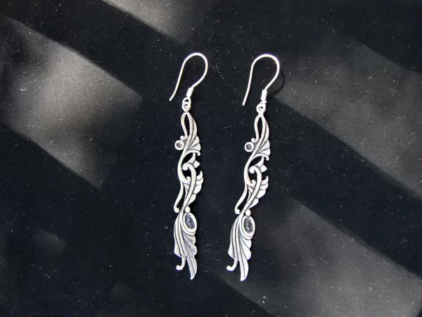 Sterling Silver Long Ethnic Style Earrings