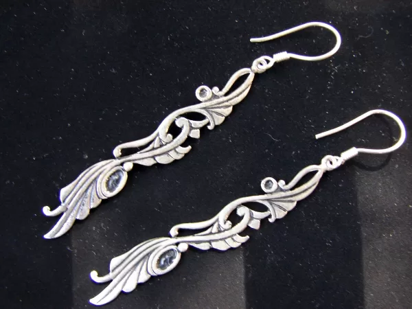 Long Party Ethnic Style Earrings, Sterling Silver 925