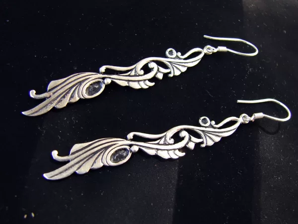 Long Party Ethnic Style Earrings, Sterling Silver 925