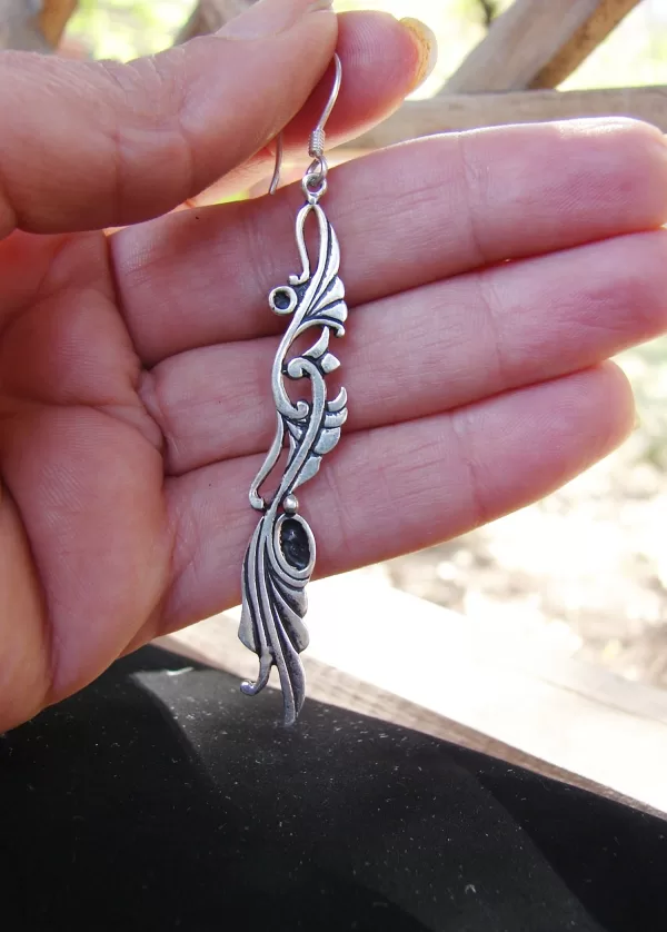 Sterling Silver Long Ethnic Style Earrings