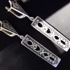 Sterling Silver Ethnic Carpet Long Dangle Earrings