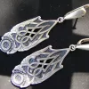 Sterling Silver Ethnic Ornament Dangle Long Earrings