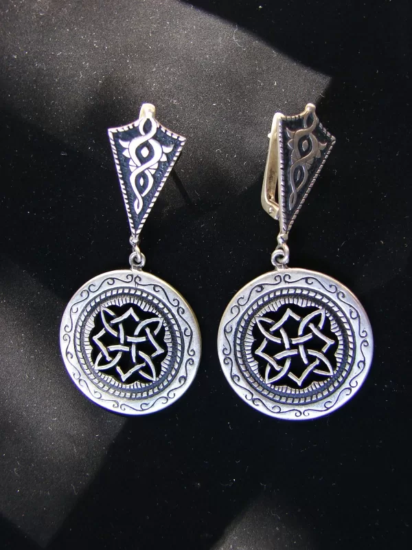 Sterling Silver Ethnic Style Large Round Earrings