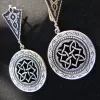 Ethnic Style Large Round Earrings, Sterling Silver 925