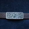 Leather Bracelet for Men and Women, Sterling Silver Armenian Alphabet bar