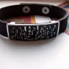 Leather Bracelet for Men and Women, Sterling Silver Armenian Alphabet bar