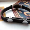 Leather Bracelet for Men and Women, Silver bar Wheel of Eternity