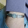 Leather and Silver Bracelets for Men and Women, Set of 2