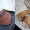 Leather Bracelet for Men and Women, Silver bar Wheel of Eternity