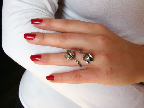 Long Tulip Silver Earrings and Ring