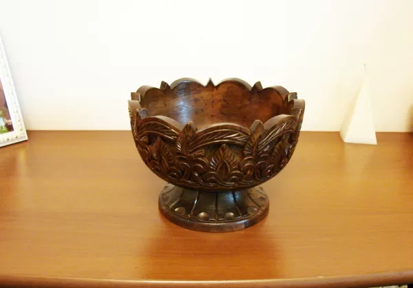 Natural Hand Carved Wooden Bowl