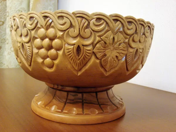 Large Hand Carved Natural Wooden Bowl