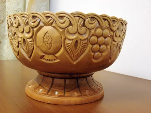 Large Hand Carved Natural Wooden Bowl