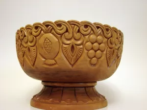 Large Hand Carved Natural Wooden Bowl