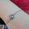 Bracelet Pomegranate Charm 925 Sterling Silver Red Zircon