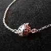 Bracelet Pomegranate Charm 925 Sterling Silver Red Zircon