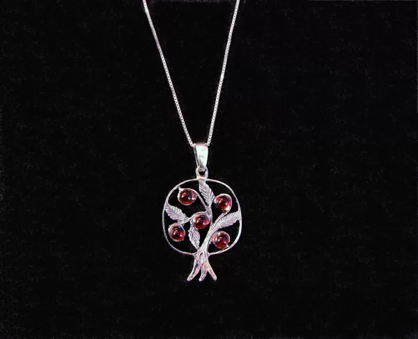 Sterling Silver Pomegranate with Leaves Pendant